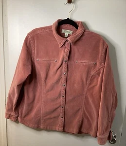 Cabelas Snap Button Jacket Women’s - XL Pink Cotton Blend Corduroy Long Sleeve - Picture 1 of 12