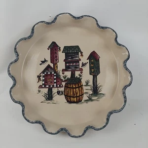 Home and Garden Party Floral Fluted Chip and Dip Platter 2000 Bird Houses - Picture 1 of 4