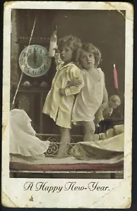 Silvester Kleinkinder THEMATISCHE POSTKARTE V. 1890ER - Bild 1 von 3