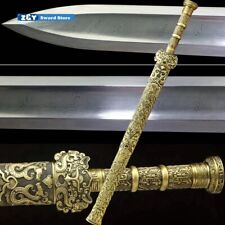 Handmade Chinese YUE WANG ZHAN JIAN Sword Rotate Pattern Blade Collectible Sharp