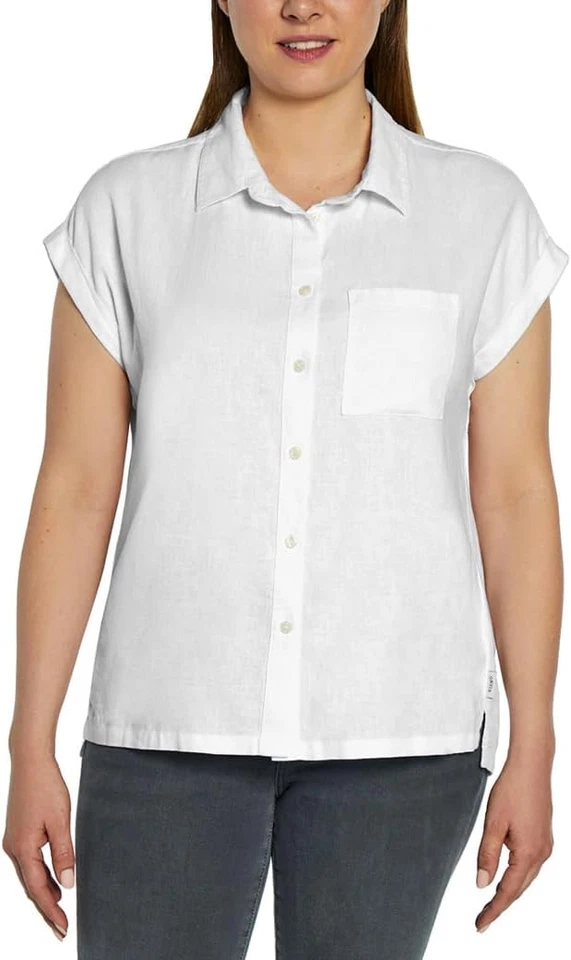 Women's Orvis Striped Pink White Short Sleeve Shirt Multi Color MEDIUM