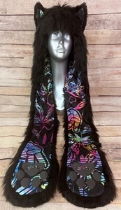Authentic SpiritHoods 2016 Fauxeva Funky Black Wolf Faux Fur Spirit Hood Hat - Picture 1 of 12
