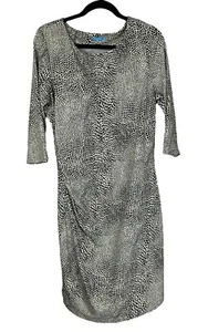 NEW J. Mclaughlin 3/4 Sleeve Ruched Dress Size XL Python Print Catalina Cloth - Picture 1 of 12