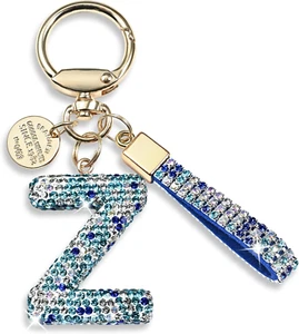 Bling Initial Letter Keychain - Cute Pink Blue White Accessory for Women Girls - Picture 1 of 13