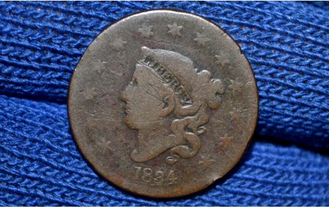 1834 LARGE CENT * Large 8 * Large Stars * Large Letters * N6 * VG Details * R4 Cover