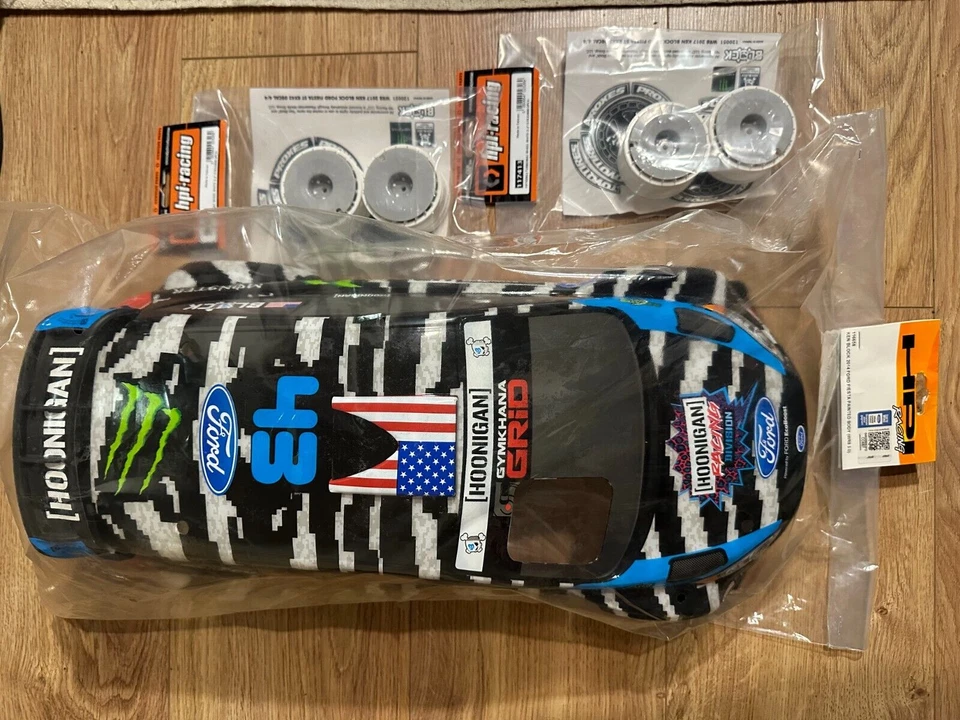 HPI WR8 3.0 nitro Ken Block Techno Zebra Ford Fiesta 1/8 RC Car body 116658