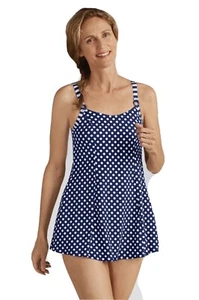 Costume da bagno Amoena 8 B 8B blu navy a pois costume da bagno mastectomia in tasca nuovo con etichette - Foto 1 di 12