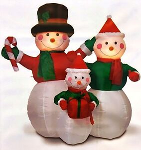 47" Christmas Inflatable Snowman Family Lighted Blowup Air Blown Yard Inflatable