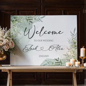 Wedding Sign Board, Welcome Sign Board, Wedding Theme Eucalyptus A1 A2 A3 A4 - Picture 1 of 12
