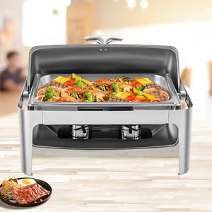 9.5QT Chafer Chafing Dish Buffet Set Rectangular Stainless Steel Food Server - Picture 1 of 16