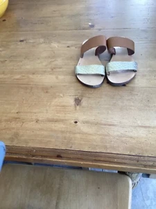 Ladies Leather Sliders size 4 By Dune London 2 straps - Picture 1 of 3