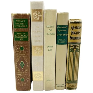 Antique Old Vintage Hardcover Books Lot 5 Neutral Arabian Nights Library Staging - Picture 1 of 22