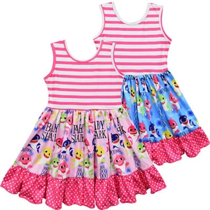 Girls Dress Boutique Cartoon Babyshark Princess Dress Party Casual Baby Skirt - Picture 1 of 7