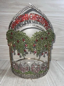 Rhinestone Tiara Crown Beauty Pageant Hawaiian Christmas Pageant Drag Show 10” - Picture 1 of 10