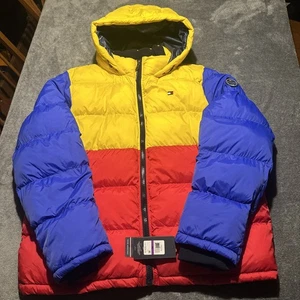 NWT Tommy Hilfiger Wind Resistance Puffer Jacket Red, Yellow, Blue Size XXL - Picture 1 of 13