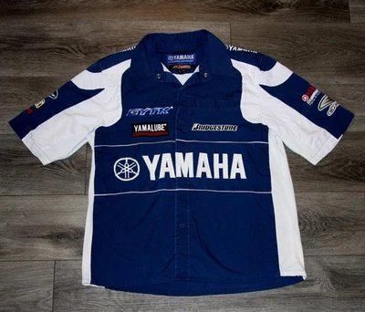 Yamaha Licensed Pit Crew Racing Shirt Embroidered Short Sleeve Snap Up Men's Med - Image 1 of 4