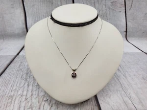 Collar WG Mujer 18" Caja Cadena, 1.50DWT Oro Blanco 14k Rubí/Diamante - Imagen 1 de 6