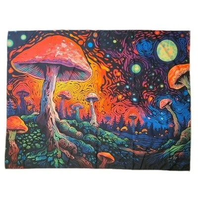 Mushroom Flag Tapestry Wall Art Psychedelic Trippy Hippy Vibes 3'x2.5' 🍄 - Image 1 of 4