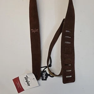 NWT Taylor Guitar Strap Embroidered Suede 2.5" Chocolate Brown Made in Canada - Picture 1 of 4