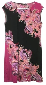 Apt.9 XL dress black purple paisley print scoop neck stretch sleeveless - Picture 1 of 5