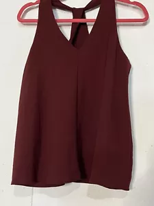 Fabrik Women's Burgundy V- Neck Sleeveless Blouse Size Small - Picture 1 of 9