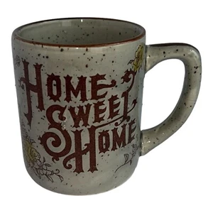 VINTAGE 1970s CERAMIC HOME SWEET HOME MUG Japan Vintage Cabin Rustic Grey Brown - Picture 1 of 6