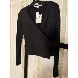 NUEVO CON ETIQUETAS Diane von Furstenberg DVF Bailarina Ballet Clásico Diseñador Envolvente Suéter 298 - Imagen 1 de 13