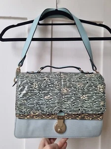 sky blue kenzo satchel handbag, silver hardware, multiple pockets - Picture 1 of 10