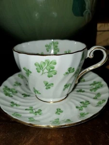 Aynsley Three Leaf Clovers Cup and Saucer ~ 15279 ~ EUC - Picture 1 of 5