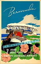 Bermuda 1950 3 Hours By Air Travel Vintage Poster Print Retro Art Decoration