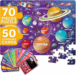 Giant Space Solar System Shaped Puzzles for Kids Ages 4-6 - 2X3 Feet 70 Piece Pu - Picture 1 of 12