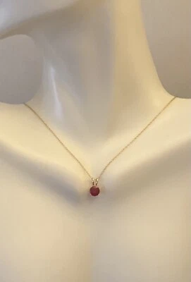 14K Genuine 5mm Round Ruby Pendant (Available with or without chain) - Image 1 of 4