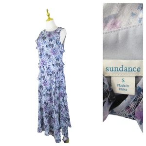 Sundance Womens Lavender Blue Floral Ruffle Sleeveless Long Maxi Dress Size S - Picture 1 of 11