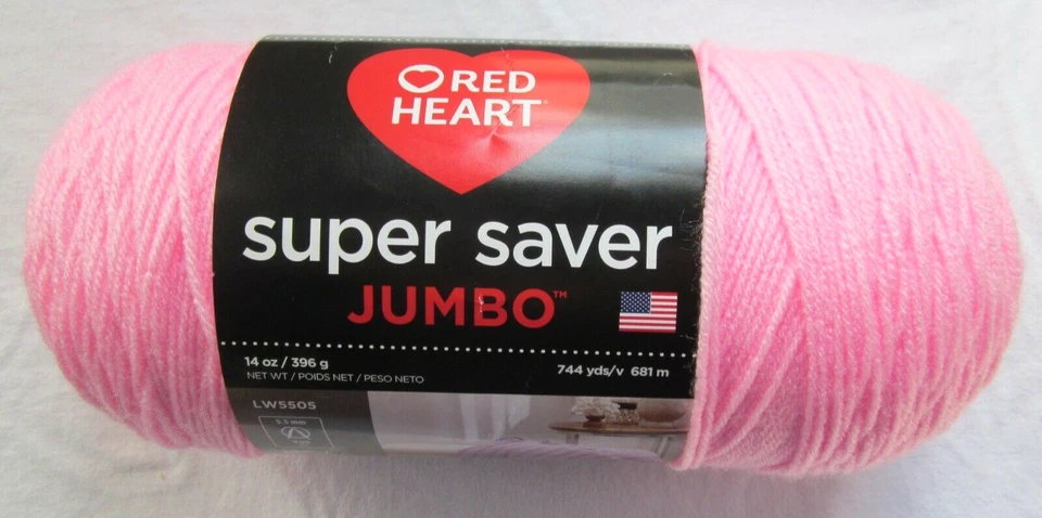 Red Heart Super Saver Jumbo 4 Ply 744 Yds Yarn Petal Pink 073650814716 Ship