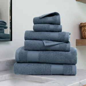 Luxury Spa Quality 6PC Towel by Kaycie Gray Basics Soft Quick Dry 100% Cotton - Picture 1 of 14