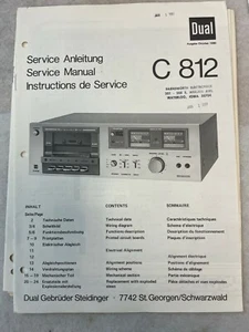 Vintage Rare Dual Stereo Cassette Deck Model C 812 Service Manual - Picture 1 of 1