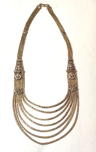 Antiguo? Rajasthani? Collar de plata indio Repousse flores de varias hebras - Imagen 1 de 5