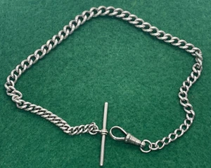 STERLING SILVER ALBERT CHAIN T BAR 24.1G 12" INCH LONG VICTORIAN GRADUATED - Bild 1 von 1