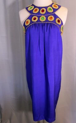 80's Tom&Linda Platt Purple Cocktail Dress with Large Multi Colored Jewels - Image 1 of 4