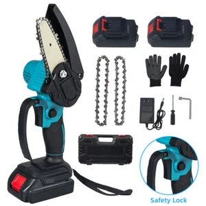 4" Mini Chainsaw Cordless Electric Handheld Chain 800W Battery Power Wood Cutter - Picture 1 of 12