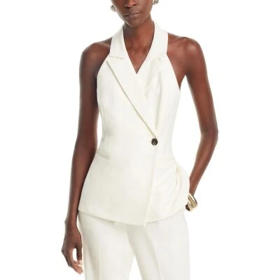 French Connection Womens Harrie Collared Sleeveless Halter Top White 2 12777 - Image 1 of 2