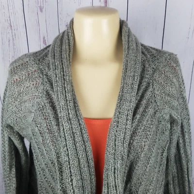 Cárdigan Suéter Ya Los Angeles Para Mujer Talla L NUEVO Dobladillo Tejido Frente Abierto Gris Trozo Foto 1 de 4