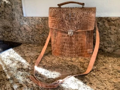 Bolso/maletín de cuero de cocodrilo con espalda de cuerno para mujer  Foto 1 de 4