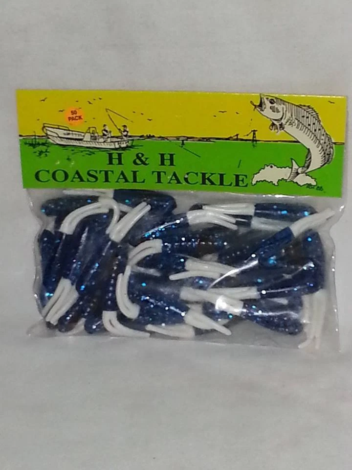 H&H COSTAL TACKLE 2" ESCARABAJO BRILLANTE - 50PK COLA AZUL/BLANCO (SR502-40) Foto 1 de 2
