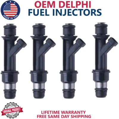 x4 GENUINE DELPHI Fuel Injectors For 2005 Pontiac Wave 1.6L I4 #25334150 - Image 1 of 3