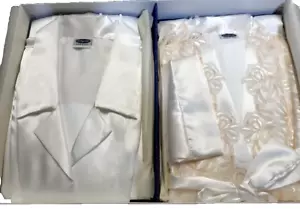 Set Completo Vestaglia Donna Pigiama Aperto in Satin raso mano seta colore seta - Imagen 1 de 5