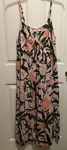 AGUABENDITA LADIES PLUS FLORAL PRINT GAUZE TIERED SLEEVELESS DRESS SIZE XXL NEW - Picture 1 of 21