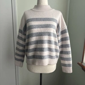 Harper Lane Kaschmir Wollmischung High Neck Mock Pullover Gr. L gestreift - Bild 1 von 7
