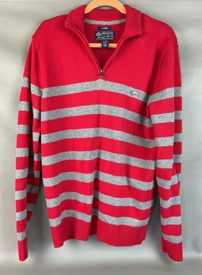 Suéter American Rag Para Hombres XL Varisty Suéter Rayas Preppy Rojo Gris Foto 1 de 4