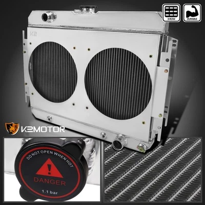 Fits 1963-1965 Chevy Impala Biscayne 3 Row Core Radiator+Dual Fan Shroud Design - Image 1 of 4